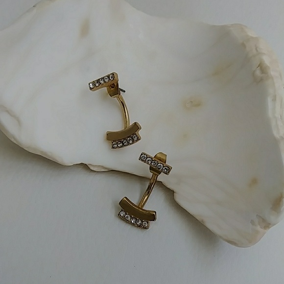 Deco Gold Post Rhineston Earrings - Picture 7 of 7